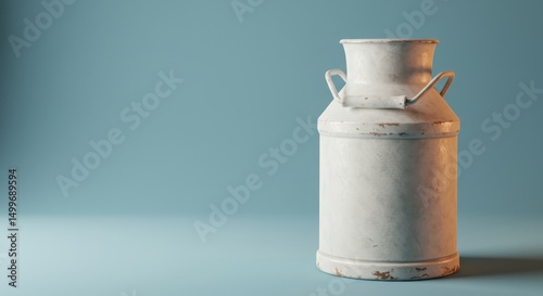 Vintage White Milk Can Rustic Metal Dairy Container