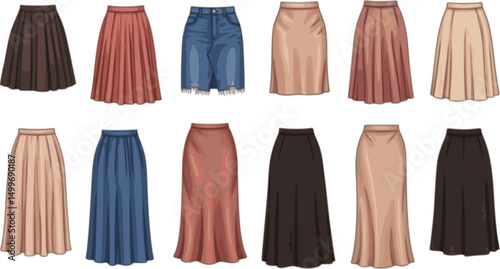 Vector set illustration of women's skirts
