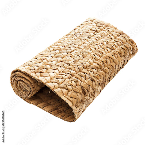 Modern Eco Straw Mat with a Natural Woven Texture Isolated on Transparent Background
