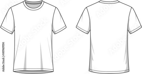 Vector set illustration of t-shirt. Front and back views
