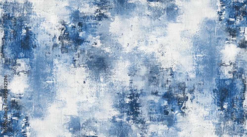 Fototapeta premium Abstract blue and white textured background with mottled, brush-stroke effect, resembling weathered paint or stone
