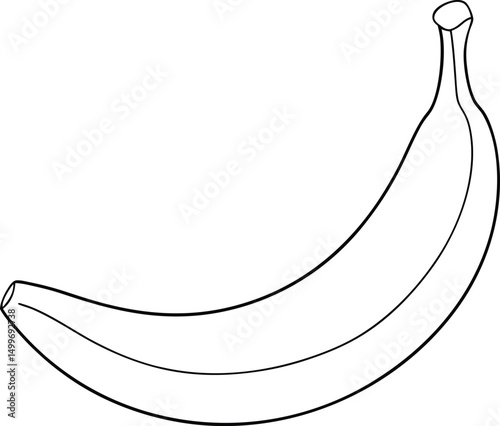 Outlined single banana curves gracefully against pure white backdrop in this blank image