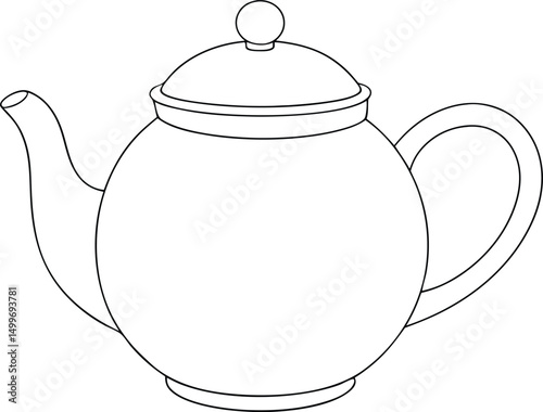 Simple outline drawing of a round teapot with a lid and handle