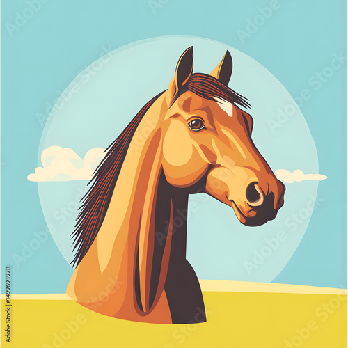 Detailed flat vector illustration of a horse for various design projects photo