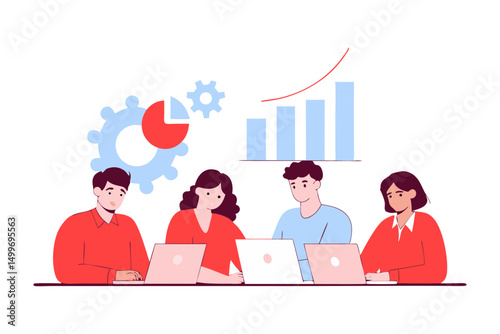 Team discussing analytics and business strategy