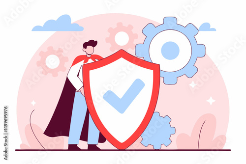 Businessman with shield representing data protection
