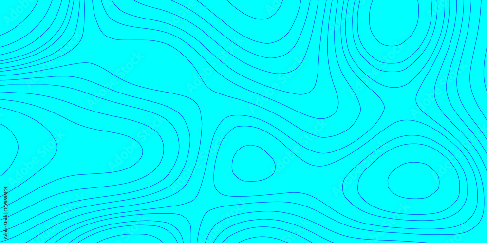 Fototapeta premium Modern abstract glowing wave topographic contour lines map seamless pattern for texture background, blue and cyan wave paper curved reliefs abstract minimal line strokes terrain grid background.