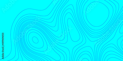 Modern abstract glowing wave topographic contour lines map seamless pattern for texture background, blue and cyan wave paper curved reliefs abstract minimal line strokes terrain grid background.