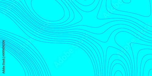 Modern abstract glowing wave topographic contour lines map seamless pattern for texture background, blue and cyan wave paper curved reliefs abstract minimal line strokes terrain grid background.