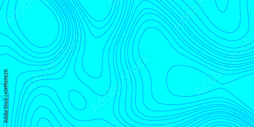 Modern abstract glowing wave topographic contour lines map seamless pattern for texture background, blue and cyan wave paper curved reliefs abstract minimal line strokes terrain grid background.
