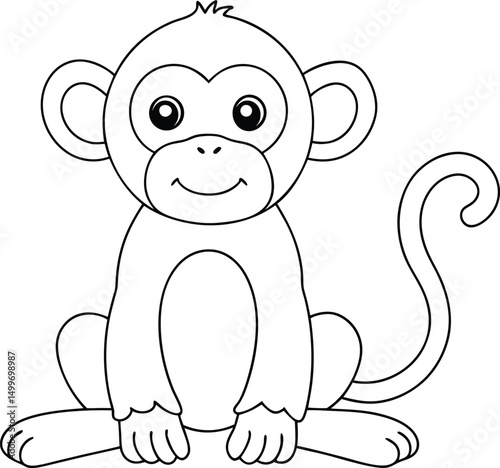 A cute monkey line art