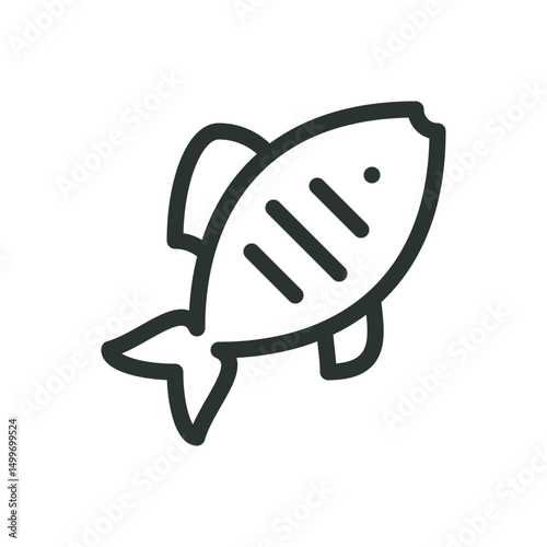 Grilled fish line icon, grill fish vector symbol with editable stroke