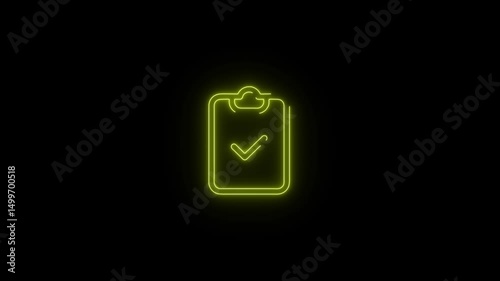 Abstract neon notebook icon isolated on black background 4k animation Video