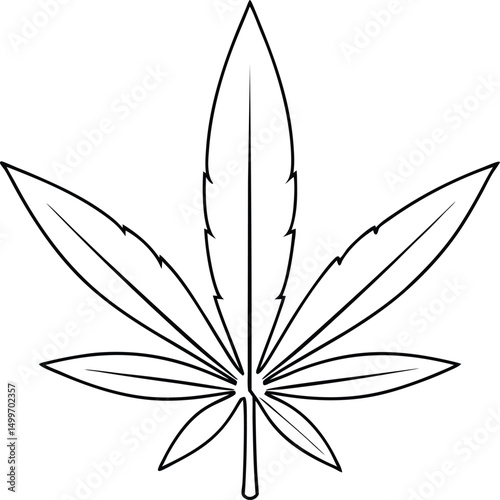 Simple outline of cannabis leaf displays its iconic shape