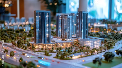 Night Cityscape Miniature Model: Architectural Marvel