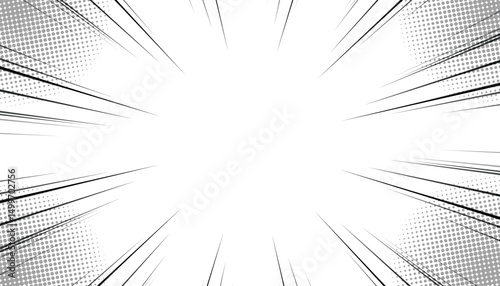 Comic book radial lines background. Manga speed frame.