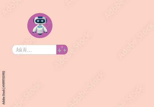 Ask AI .AI robot icon with and large input for questions and prompts.
