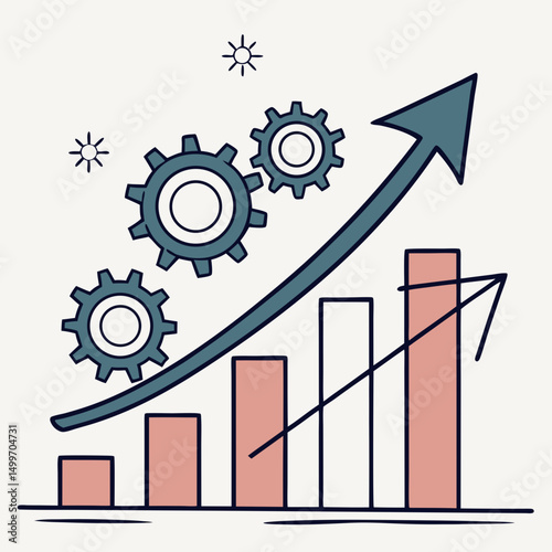 Business growth success strategy gears progress chart