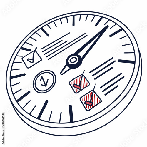 Modern illustrated gauge meter dial design element