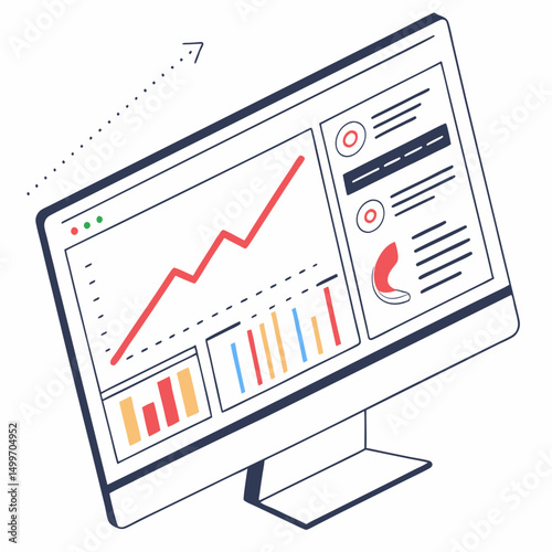 Business analytics dashboard showing growth charts and data