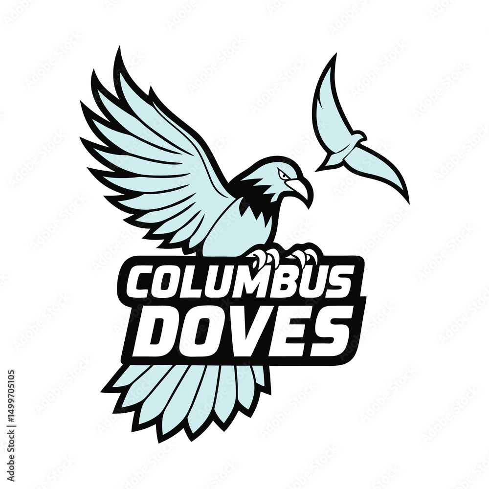 Fototapeta premium Flying Eagle Mascot Logo with Sports Team Text – Vector Emblem Design .