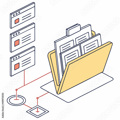 Online data storage and file management system illustration
