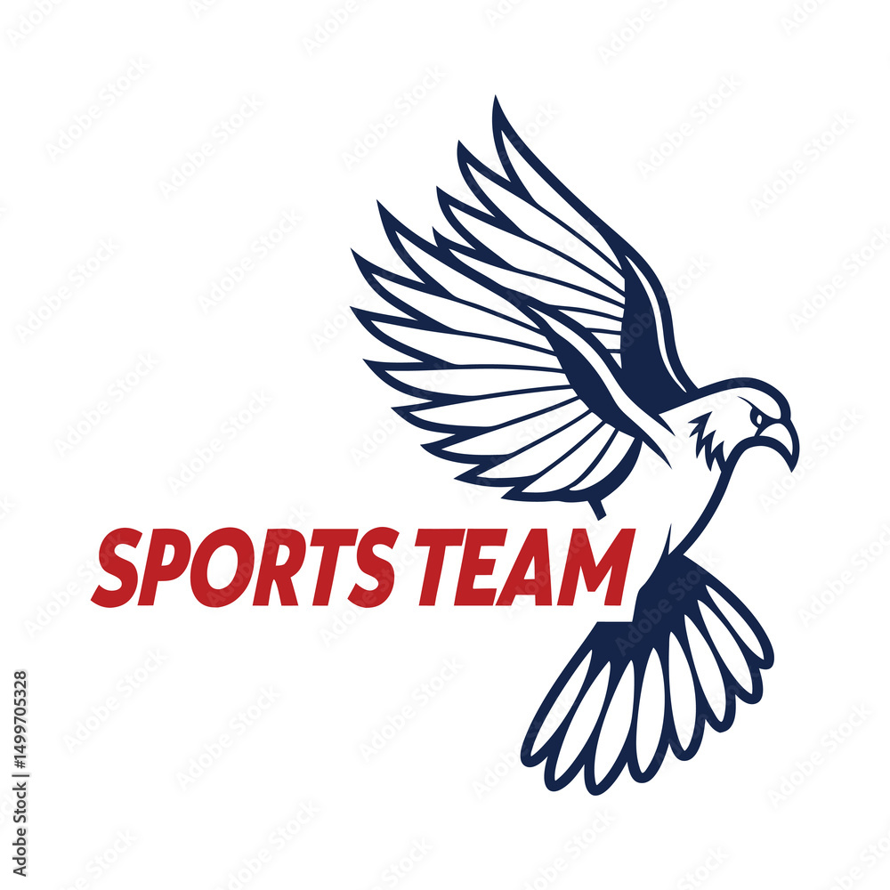 Fototapeta premium Flying Eagle Mascot Logo with Sports Team Text – Vector Emblem Design .