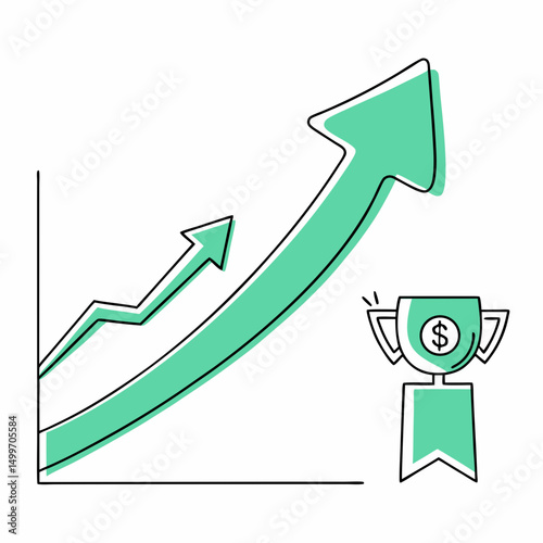 Financial growth chart showing upward trend success award