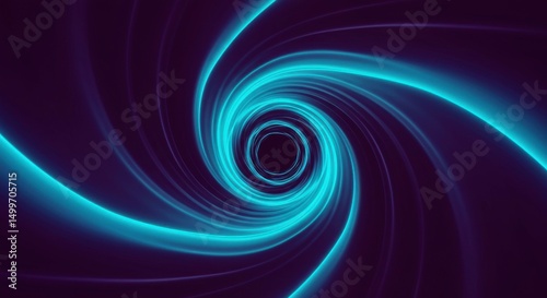 Abstract Swirling Vortex Tunnel Blue Neon Light Spiral Futuristic Energy Background