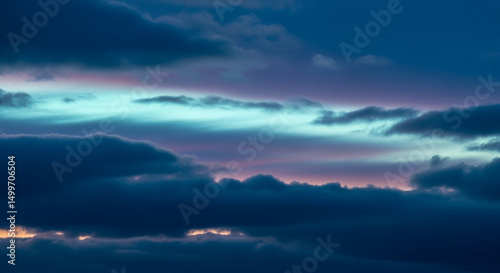 Vibrant layered clouds painting dramatic twilight sky