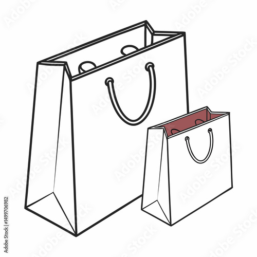 Two paper shopping bags large and small retail packaging design