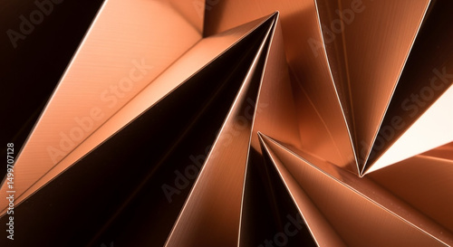 Copper folded metal abstract geometric pattern