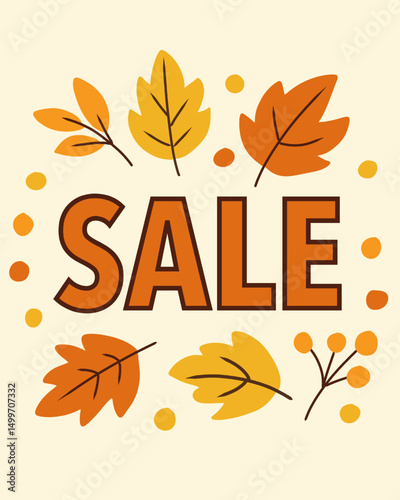 vector illustration featuring the text SALE with vibrant autumn themed foliage and floral elements. suitable for seasonal promotions and fall marketing campaigns, flyer, ads, poster, thanksgiving sale