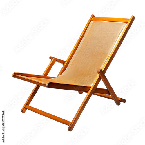 Elegant Minimalist Wooden Beach Chair with a Sleek Isolated on Transparent Background