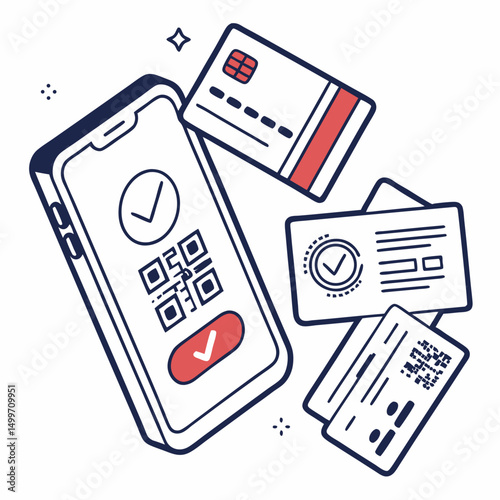 Mobile phone payment app credit cards qr code secure online transaction