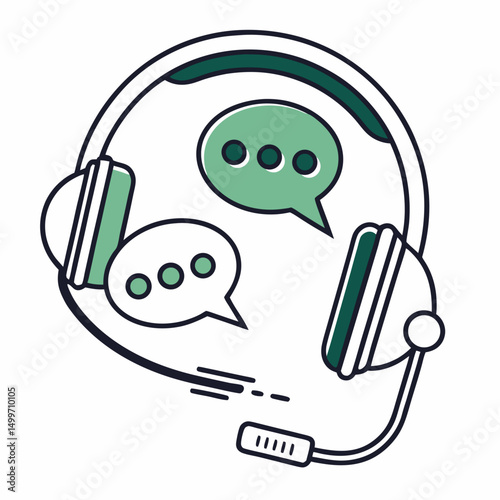 Headset with speech bubbles customer support communication helpdesk