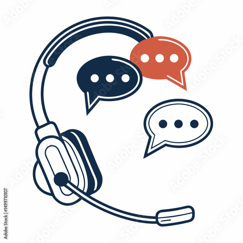 Headset with speech bubbles customer service support communication