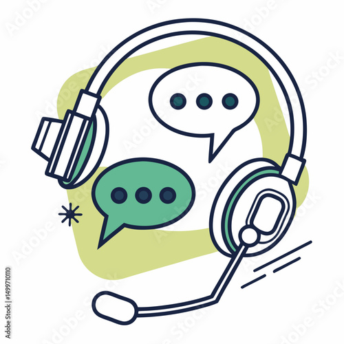 Headset with speech bubbles customer service support communication