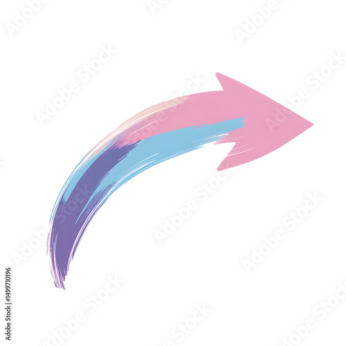 Subtle Pastel Arrow with Gentle Curves Isolated on Transparent Background