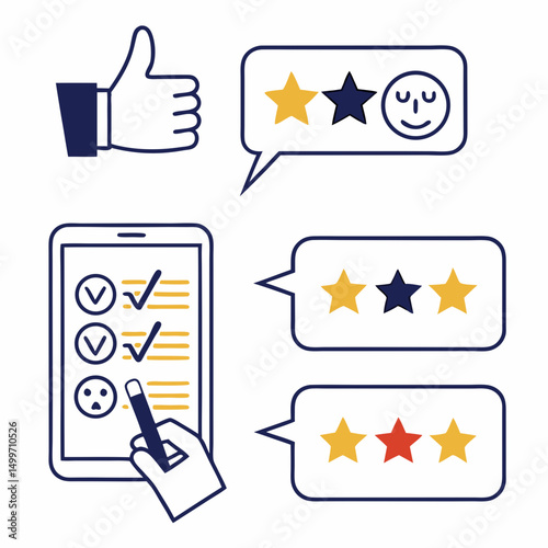 Online customer feedback survey review stars ratings thumbs up