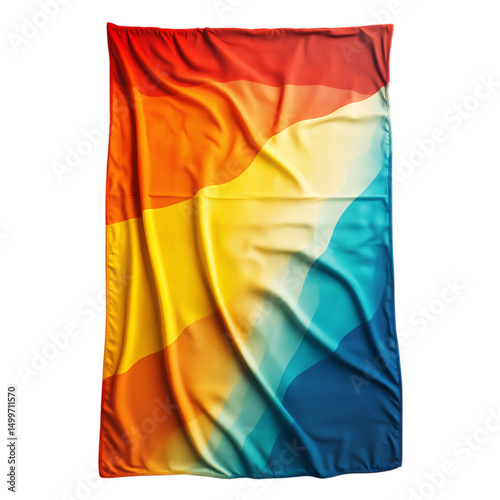 Retro Beach Towel with Giant Funky Gradients and Fa Isolated on Transparent Background