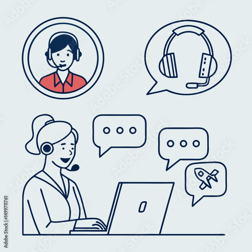 Customer service agent working on laptop providing support