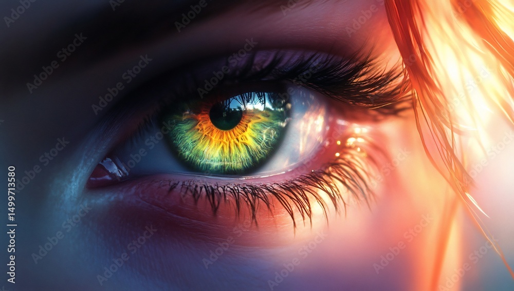 Fototapeta premium Womans Eye with Green Iris, and Closeup.