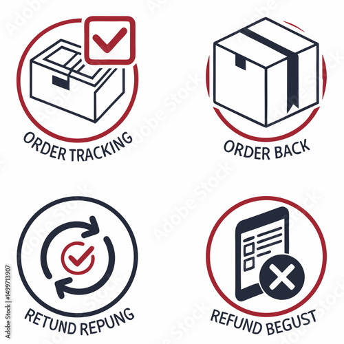 Order tracking return refund icons package delivery shipping