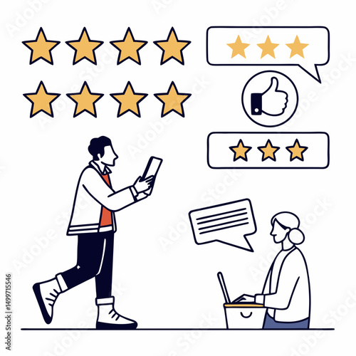 Customer review feedback stars rating online mobile app satisfaction