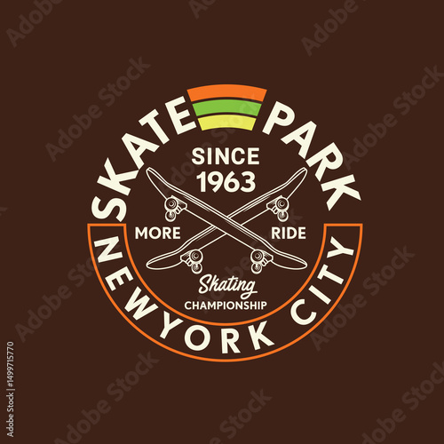 Skate Park New York skating championship vector graphic