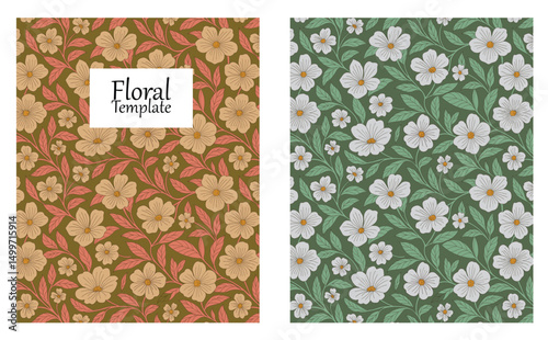 Vintage floral patterns, modern style, packaging design, fabric printing, wallpaper, book covers, print media, wrapping and accessories. Files can be customized for your work.