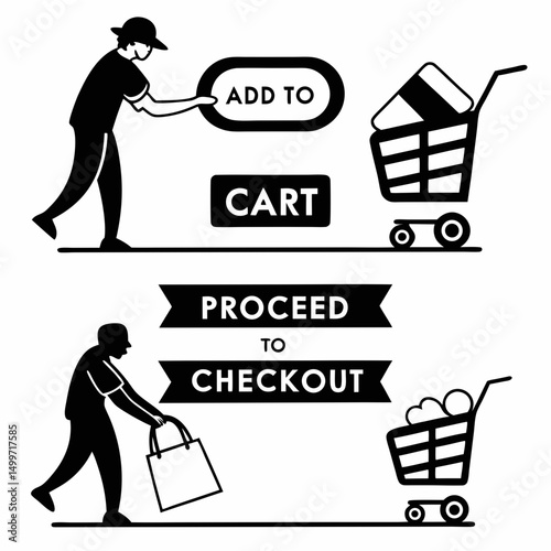 Add to cart proceed to checkout online shopping illustration