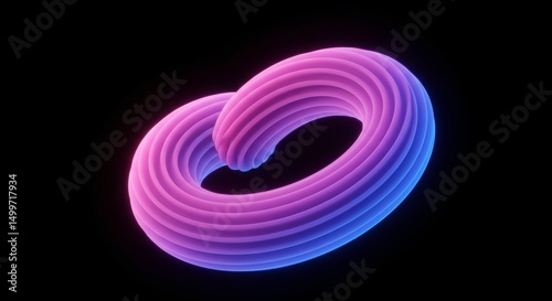 Abstract Purple and Blue Intertwined Rings 3D Render Modern Geometric Design Futuristic Background