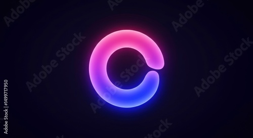 Abstract Glowing Neon Circle Pink Purple Gradient Circular Light Digital Art Modern Design Element